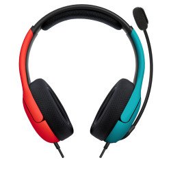 Auriculares de gaming pdp lvl40 cableado sobre la cabeza, sobre la oreja estéreo, azul neón, rojo neón, binaural, cerrado, funci