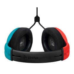 Auriculares de gaming pdp lvl40 cableado sobre la cabeza, sobre la oreja estéreo, azul neón, rojo neón, binaural, cerrado, funci