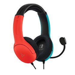 Auriculares de gaming pdp lvl40 cableado sobre la cabeza, sobre la oreja estéreo, azul neón, rojo neón, binaural, cerrado, funci