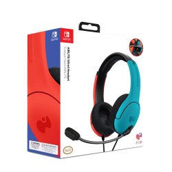 Auriculares de gaming pdp lvl40 cableado sobre la cabeza, sobre la oreja estéreo, azul neón, rojo neón, binaural, cerrado, funci