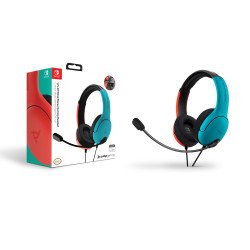 Auriculares de gaming pdp lvl40 cableado sobre la cabeza, sobre la oreja estéreo, azul neón, rojo neón, binaural, cerrado, funci