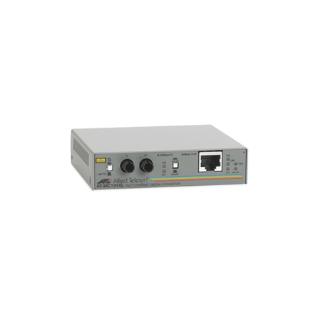 Convertidor de medios fast ethernet a fibra óptica, conector ST, multi-modo (MMF), hasta 2 km, adaptador de alimentación multire