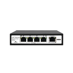 Switch PoE / 250 Metros PoE LARGA DISTANCIA / 4 puertos 802.3af /at ( 60 W ) 10/100 Mbps + 1 puerto uplink