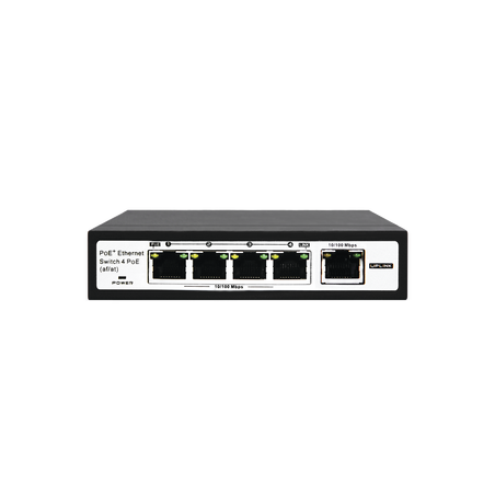 Switch PoE / 250 Metros PoE LARGA DISTANCIA / 4 puertos 802.3af /at ( 60 W ) 10/100 Mbps + 1 puerto uplink