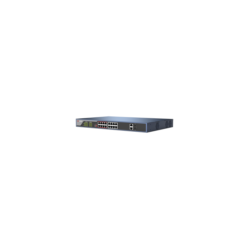 Switch PoE 250 Metros LARGA DISTANCIA / 16 puertos 802.3at (30W) 10/100 Mbps + 2 puertos Gigabit + 2 puertos SFP Switch PoE 250 Metros LARGA DISTANCIA / 16 puertos 802.3at (30W) 10/100 Mbps + 2 puertos Gigabit + 2 puertos SFP