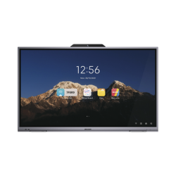 Pantalla interactiva touch de 65 ", cámara web 8 MP, resolución 4k, bocinas integradas, entradas HDMI y VGA, incluye 2 lápices p