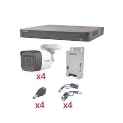 Sistema Hikvision TURBOHD 1080p Incluye DVR 4 Canales, 4 Cámaras mini 