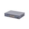 Switch no administrable 8 puertos 10/100 c, PoE, 1 puerto uplink 10/100/1000 y 1 SFP 100/1000 para escritorio