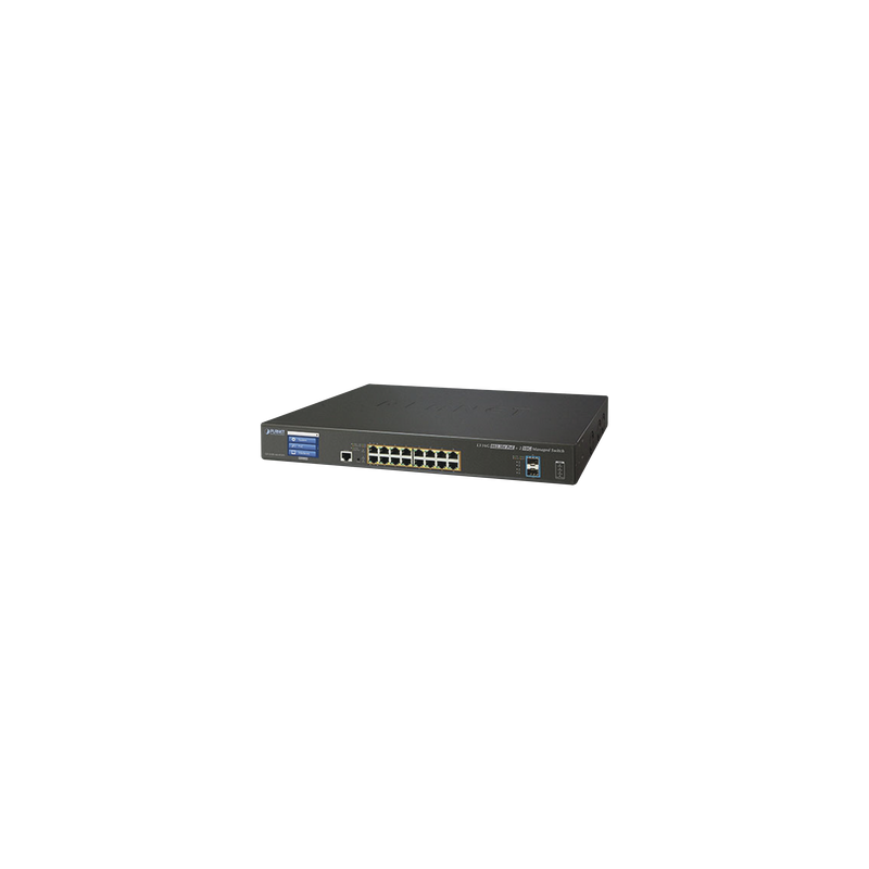Switch administrable L3 16 puertos gigabit c, PoE 802.3bt, 2 puertos 10g SFP+ con pantalla táctil (400w)