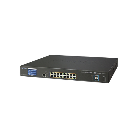 Switch administrable L3 16 puertos gigabit c, PoE 802.3bt, 2 puertos 10g SFP+ con pantalla táctil (400w)