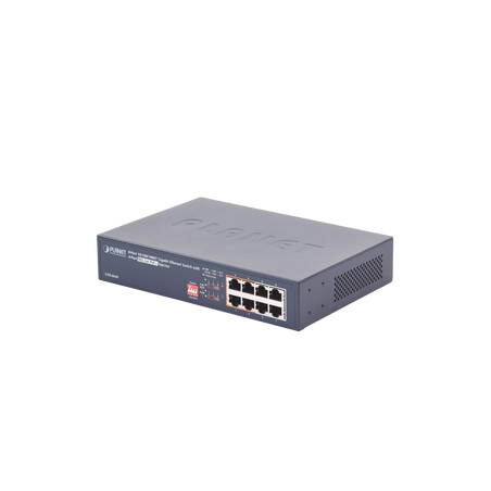Switch no administrable PoE de 8 puertos 10/100/1000 Mbps con 4 puertos PoE 802.3af