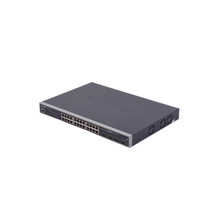 Switch Administrable L2+ de 24 puertos 10/100/1000T PoE+ con 4 puertos combo TP/SFP Gigabit