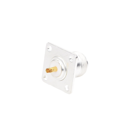 Conector N Hembra, montaje con 4 perforaciones a 18 mm.