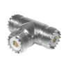 Adaptador de conector UHF Hembra (SO-239) a doble conector UHF Hembra.
