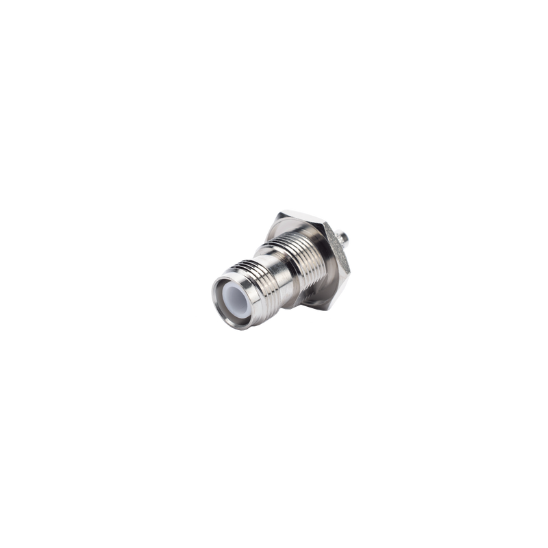 Conector TNC Hembra Inverso para chasis de anillo plegable para cable RG-58/U.