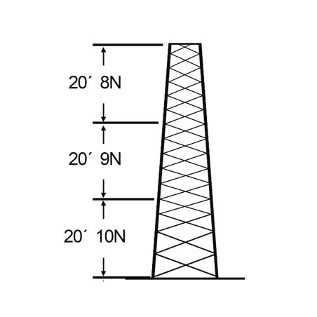 Torre especial autosoportada robusta de 18 m. Línea ssv heavy duty (sec. 8 - 10)