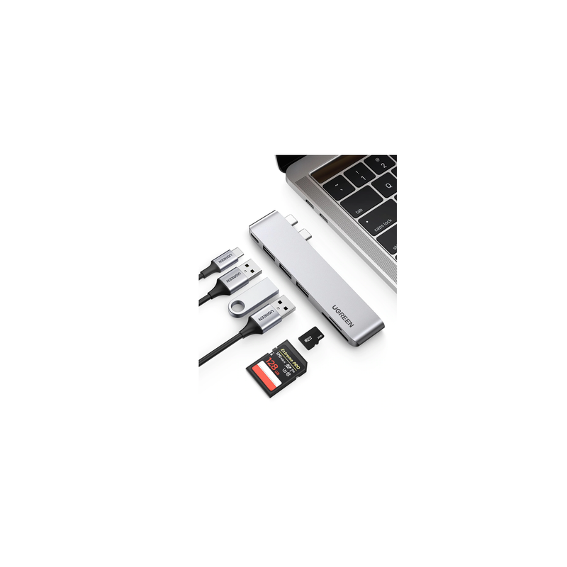 HUB USB-C (Thunderbolt 3) 6 en 2, 3 Puertos USB3.0, 1 USB-C (PD 100W),