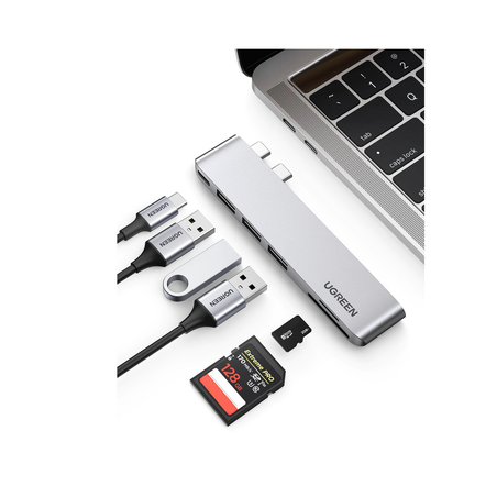 HUB USB-C (Thunderbolt 3) 6 en 2, 3 Puertos USB3.0, 1 USB-C (PD 100W),