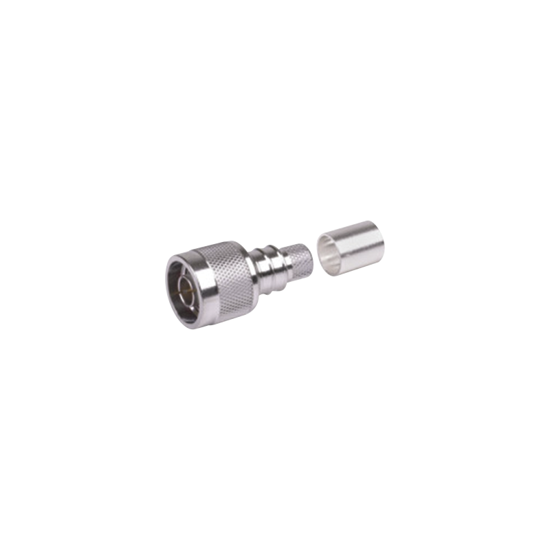 Conector N macho plegable con pin cautivo para cables tipo RG8