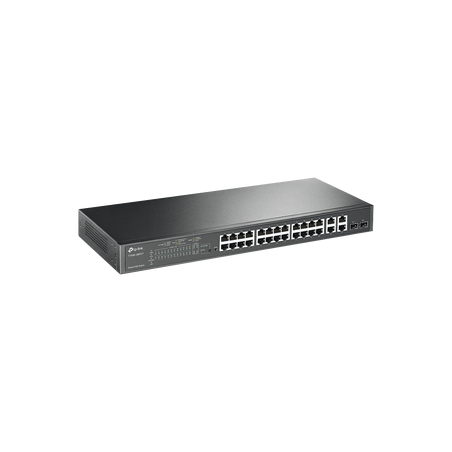 Smart Switch PoE+ administrable Capa 2, 24 puertos 10/100 Mbps, 4 puertos 10/100/1000 Mbps + 2 puertos SFP combo, 180 W