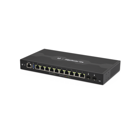 EdgeRouter 12 PoE pasivo 24 V, con 10 puertos 10/100/1000 Mbps + 2 puertos SFP, con funciones avanzadas de ruteo