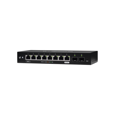 Edgeswitch 10x administrable de 8 puertos gigabit, PoE passthrough + 2 puertos SFP