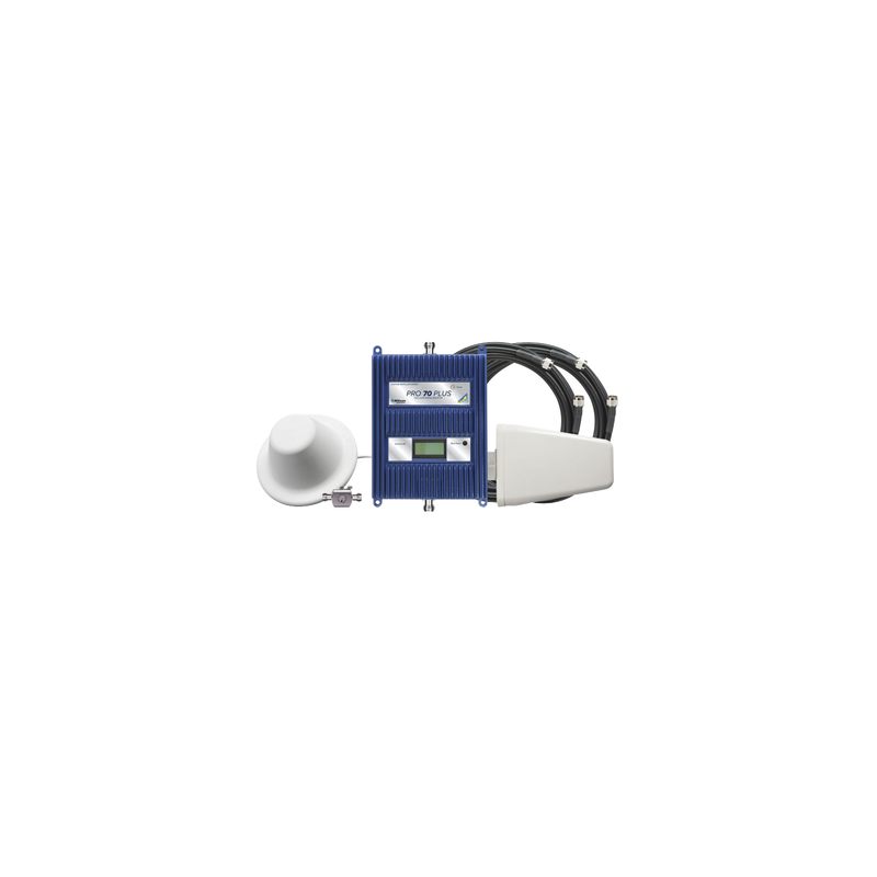 KIT repetidor-amplificador de Señal Celular, Pro 70 Plus LX. Cuatribanda de 77 dB de ganancia, puede cubrir hasta 5000 m².