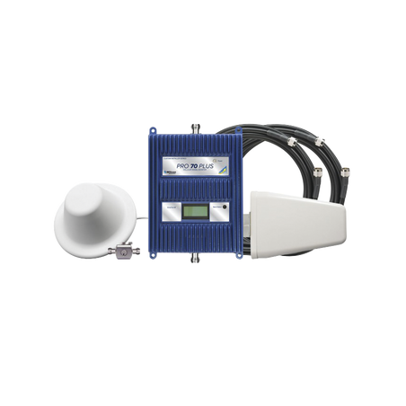 KIT repetidor-amplificador de Señal Celular, Pro 70 Plus LX. Cuatribanda de 77 dB de ganancia, puede cubrir hasta 5000 m².