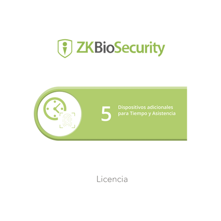 Licencia para ZKBioSecurity permite gestionar hasta 5 dispositivos para tiempo y asistencia