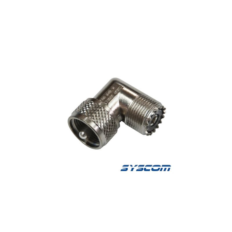 Conector Amphenol UHF Macho-Hembra en ángulo Recto.