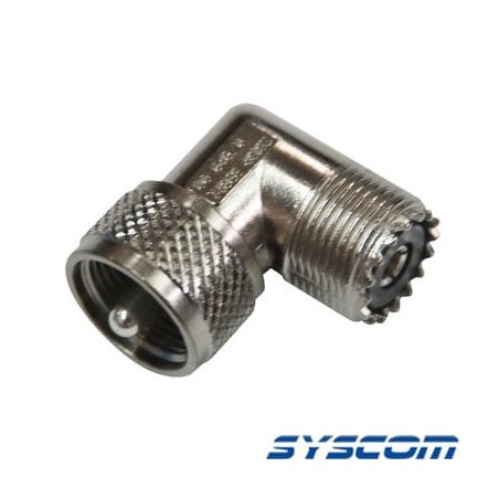 Conector Amphenol UHF Macho-Hembra en ángulo Recto.