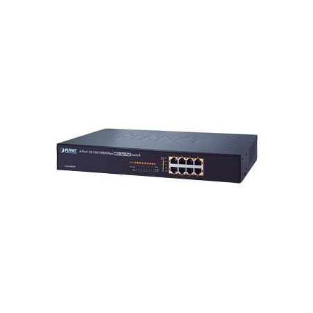 Switch no administrable de 8 Puertos 10/100/1000 Mbps con High PoE 802.3at, 240W potencia total