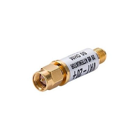 Atenuador 20 dB, 0.5 W, Conectores SMA Macho-Hembra, CD-6 GHz.
