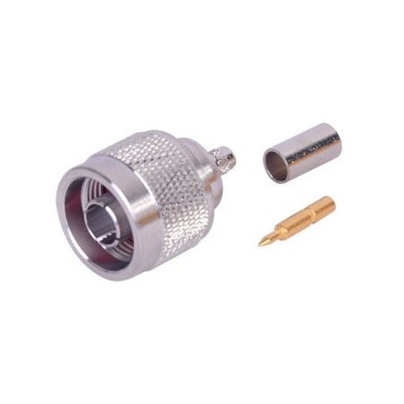 Conector N macho de anillo plegable para cables RG-58/U, RG-142/U.