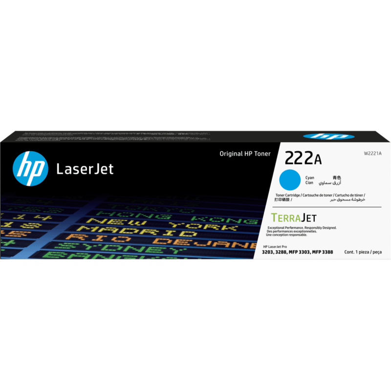 Cartucho de tóner Original HP LaserJet 222A, cian, 1200 páginas, Cian, 1 pieza