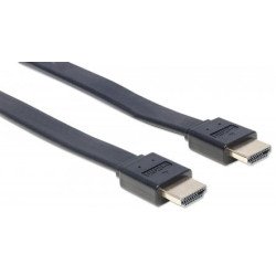 Cable HDMI 2.0 plano Manhattan m-m 0.5 m (1.5 ft) de alta velocidad con canal Ethernet en blíster