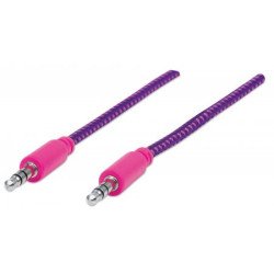 Cable estéreo a iPod m-m 1.0m textil rosa morado 1.0m blíster Manhattan